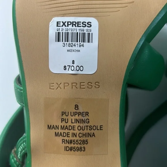 Express Green Strappy Sandals - Picture 8 of 11